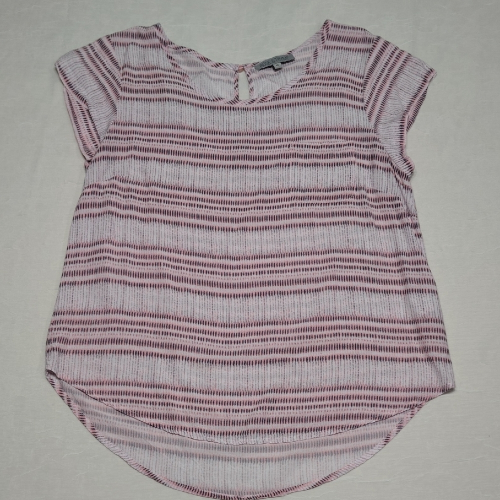 Chic Striped Pink and White Blouse